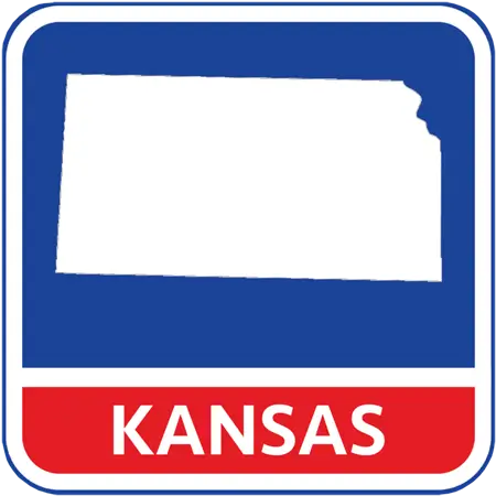 A map of the state of Kansas in the States. The map is colored white.