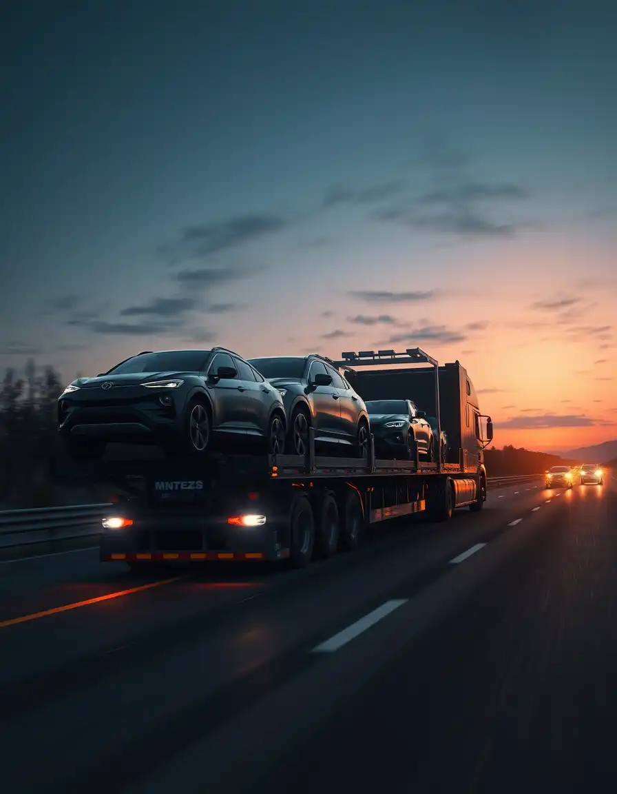 open truck with car