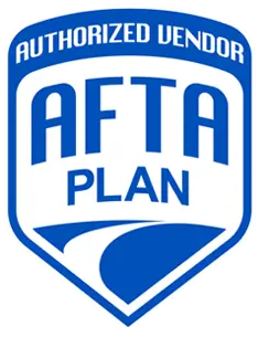 an authorized vendor AFTA PLAN badge