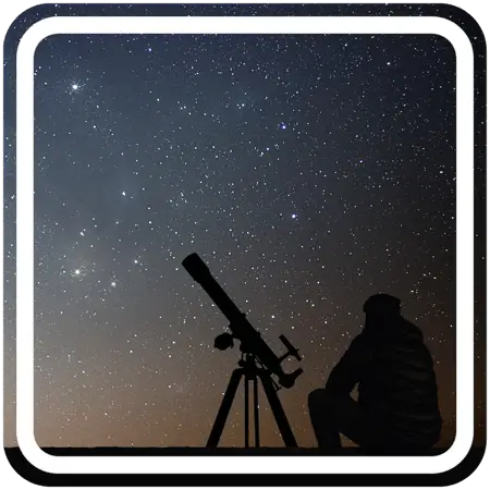 A person's silhouette alongside a telescope, with countless stars in the sky