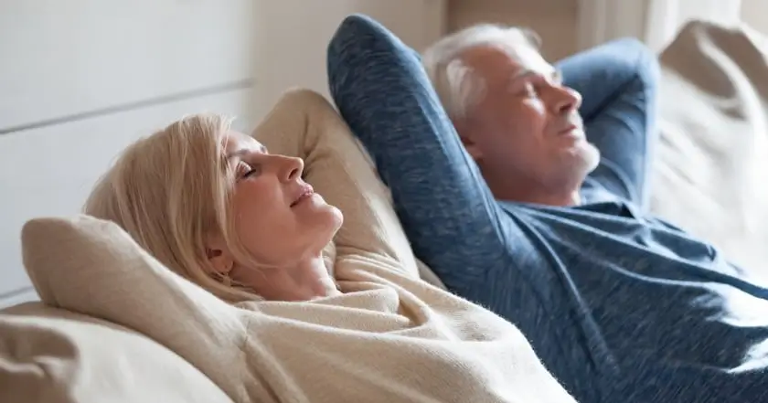 two people laying down Comfortably