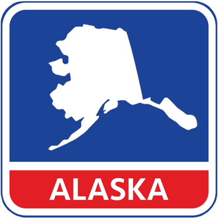 A map of the state of Alaska in the United States. The map is colored white.
