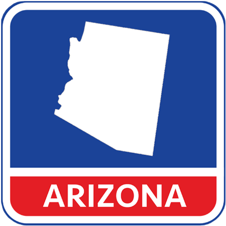 A map of the state of Arizona in the United States. The map is colored white.