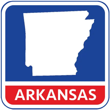 A map of the state of Arkansas in the United States. The map is colored white.