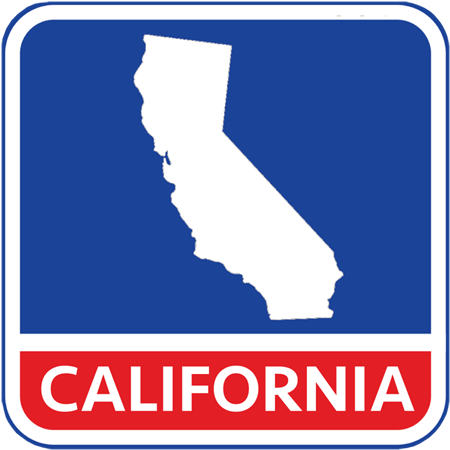 A map of the state of California in the United States. The map is colored white.