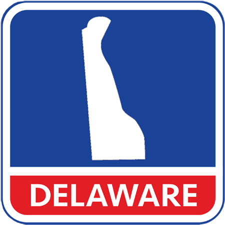A map of the state of Delaware in the United States. The map is colored white.