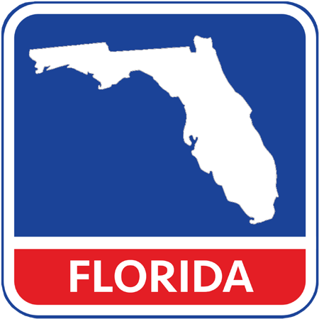 A map of the state of Florida in the United States. The map is colored white.