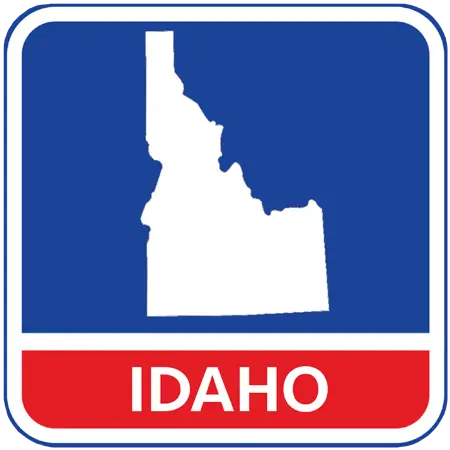 A map of the state of Idaho in the United States. The map is colored white.