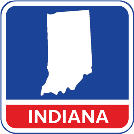 A map of the state of Indiana in the United States. The map is colored white.