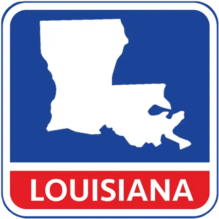 A map of the state of Louisiana in the United States. The map is colored white.