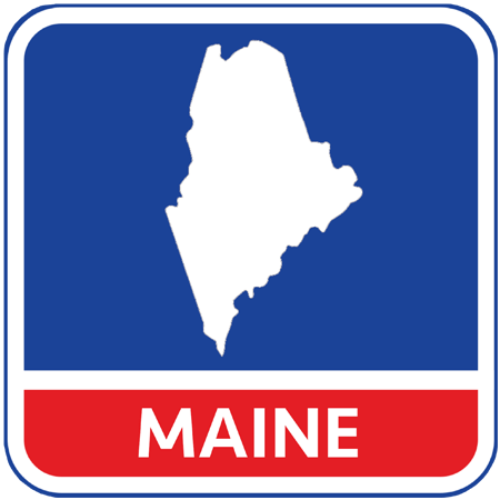 A map of the state of Maine in the United States. The map is colored white.