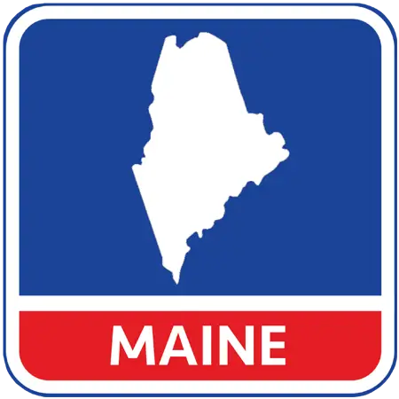 A map of the state of Maine in the United States. The map is colored white.