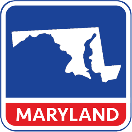A map of the state of Maryland in the United States. The map is colored white.