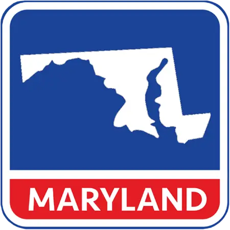 A map of the state of Maryland in the United States. The map is colored white.