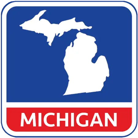 A map of the state of Michigan in the United States. The map is colored white.