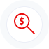 an icon of magnifying glass with a dollar sign inside of it