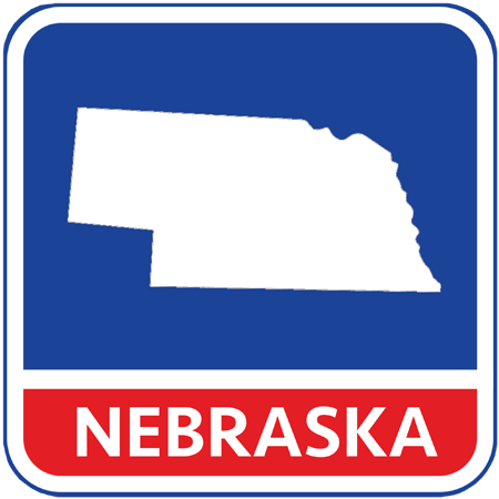 A map of the state of Nebraska in the United States. The map is colored white.