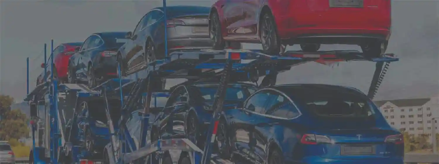 Car carrier truck loaded with Tesla cars