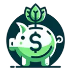  Green piggy bank with a plant sprout growing from the top, symbolizing financial growth or eco-friendly investment.