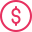 red icon, a dollar sign inside a circle