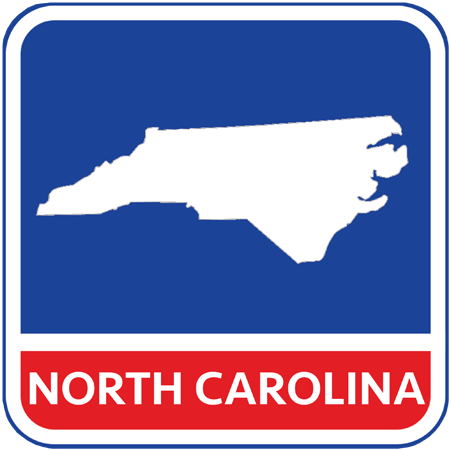 A map of the state of North Carolina in the United States. The map is colored white.