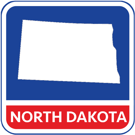 A map of the state of North Dakota in the United States. The map is colored white.
