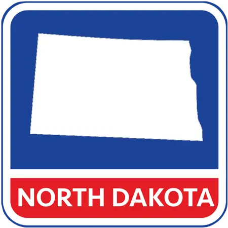 A map of the state of North Dakota in the United States. The map is colored white.