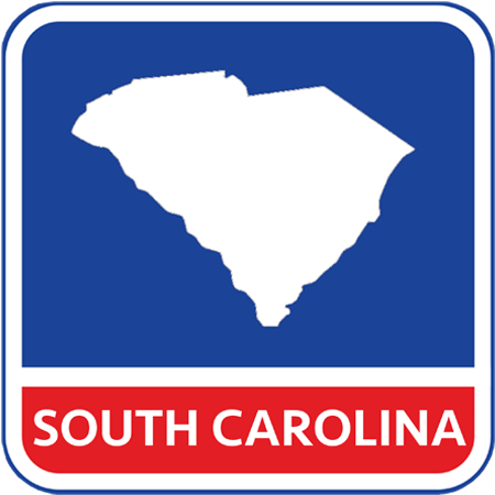 A map of the state of South Carolina in the United States. The map is colored white.