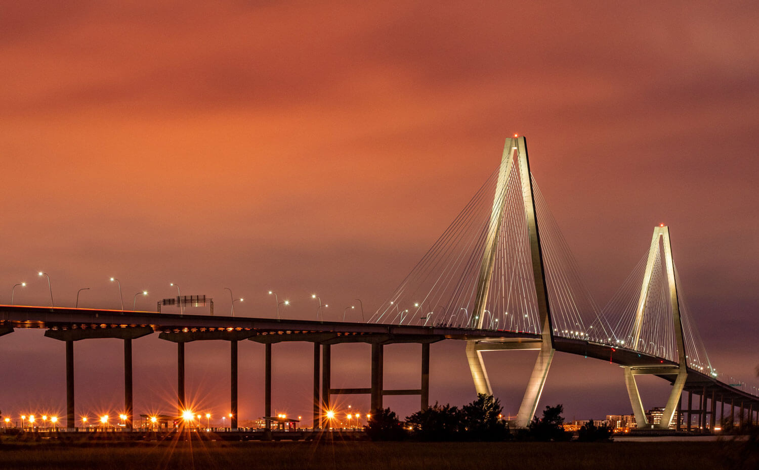 Cable-stayed Arthur Ravenel Jr. Bridge over the Cooper River in Charleston, South Carolina
