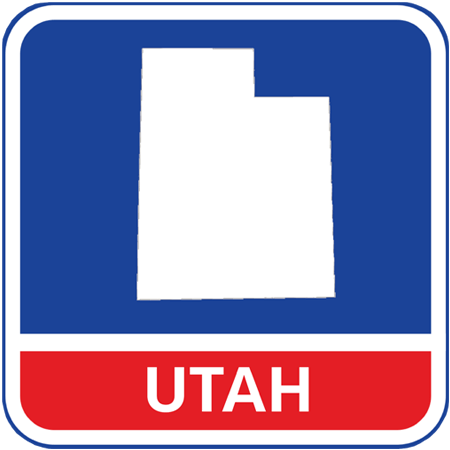 A map of the state of Utah in the United States. The map is colored white.
