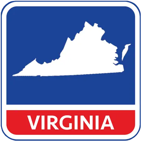 A map of the state of Virginia in the United States. The map is colored white.