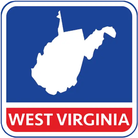 A map of the state of West Virginia in the United States. The map is colored white.